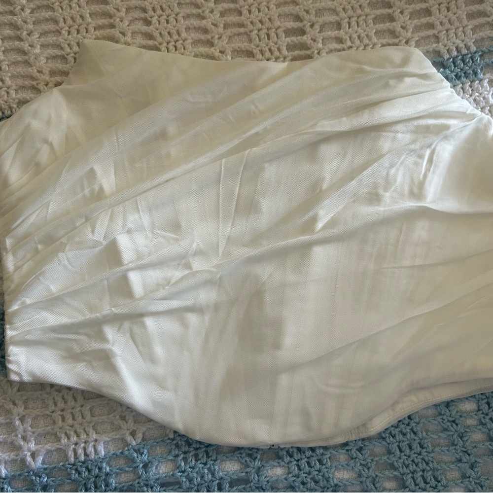 Cropped Corset Strapless Top - Ruching - White